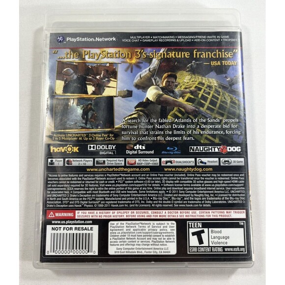 Uncharted 3 Drakes Deception Sony PlayStation 3 Tested - Picture 2 of 10